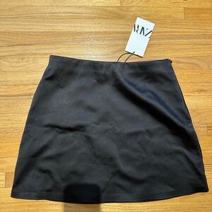 Zara Black Satin Mini Skirt